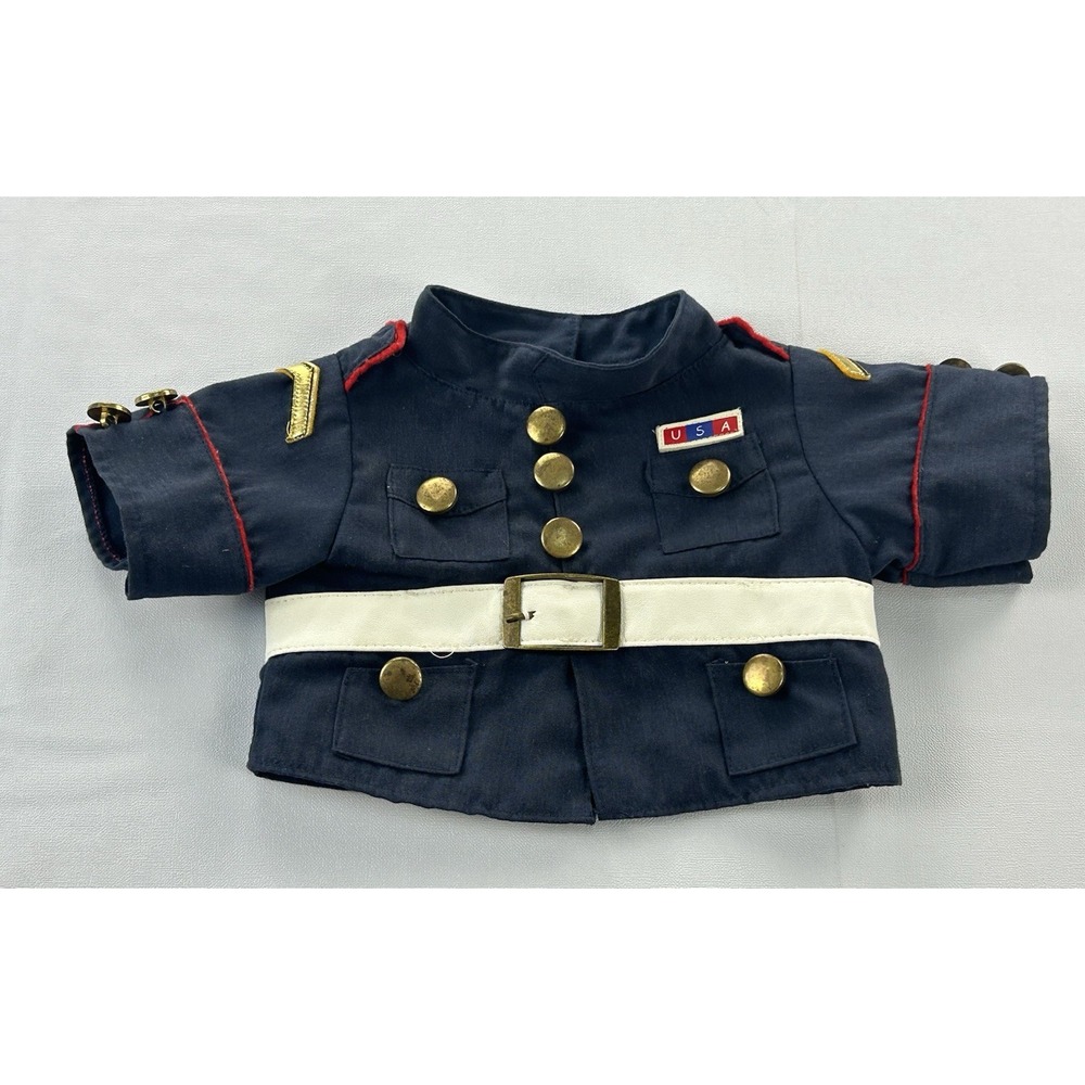 Build-A-Bear 2014 USA Military Uniform Navy Gold Buttons White Belt Shirt - Picture 1 of 8